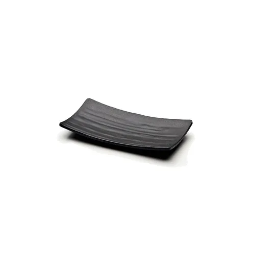 GET JW5409-B Tray, 8-5/8"L x 4-3/4"W x 3/4"H, Rectangular Wave Design, Black Melamine
