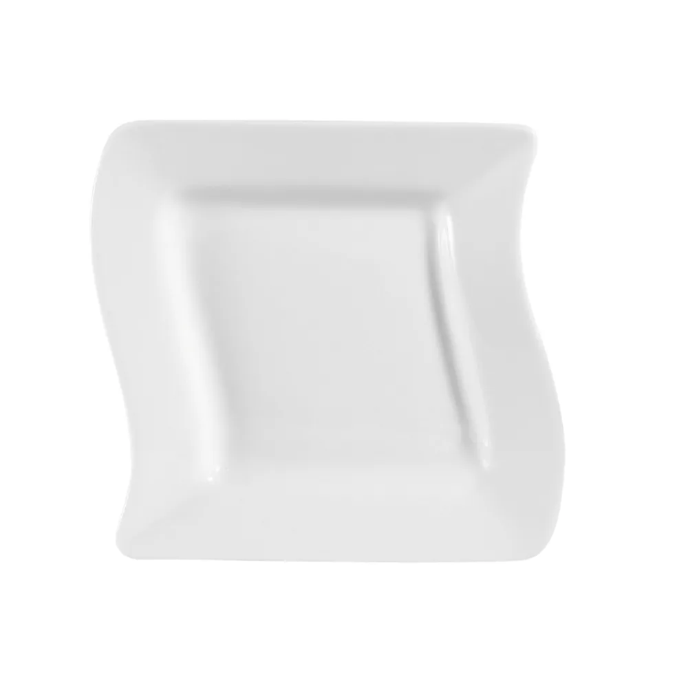 CACChina MIA-21 Miami Plate – 12" x 12" Square Porcelain, Bone White, Dishwasher Safe - Dozen