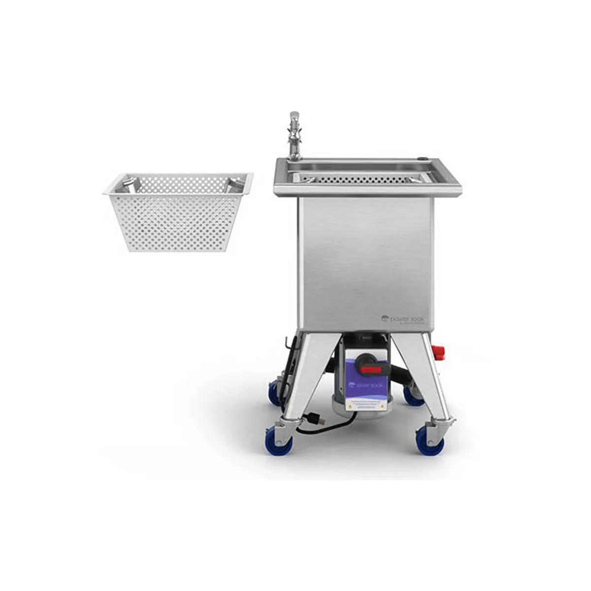 Power Soak SS-S-208-1 Silver Soak Sink, Stationary, 35.5" H, 11 Gallon Wash Tank