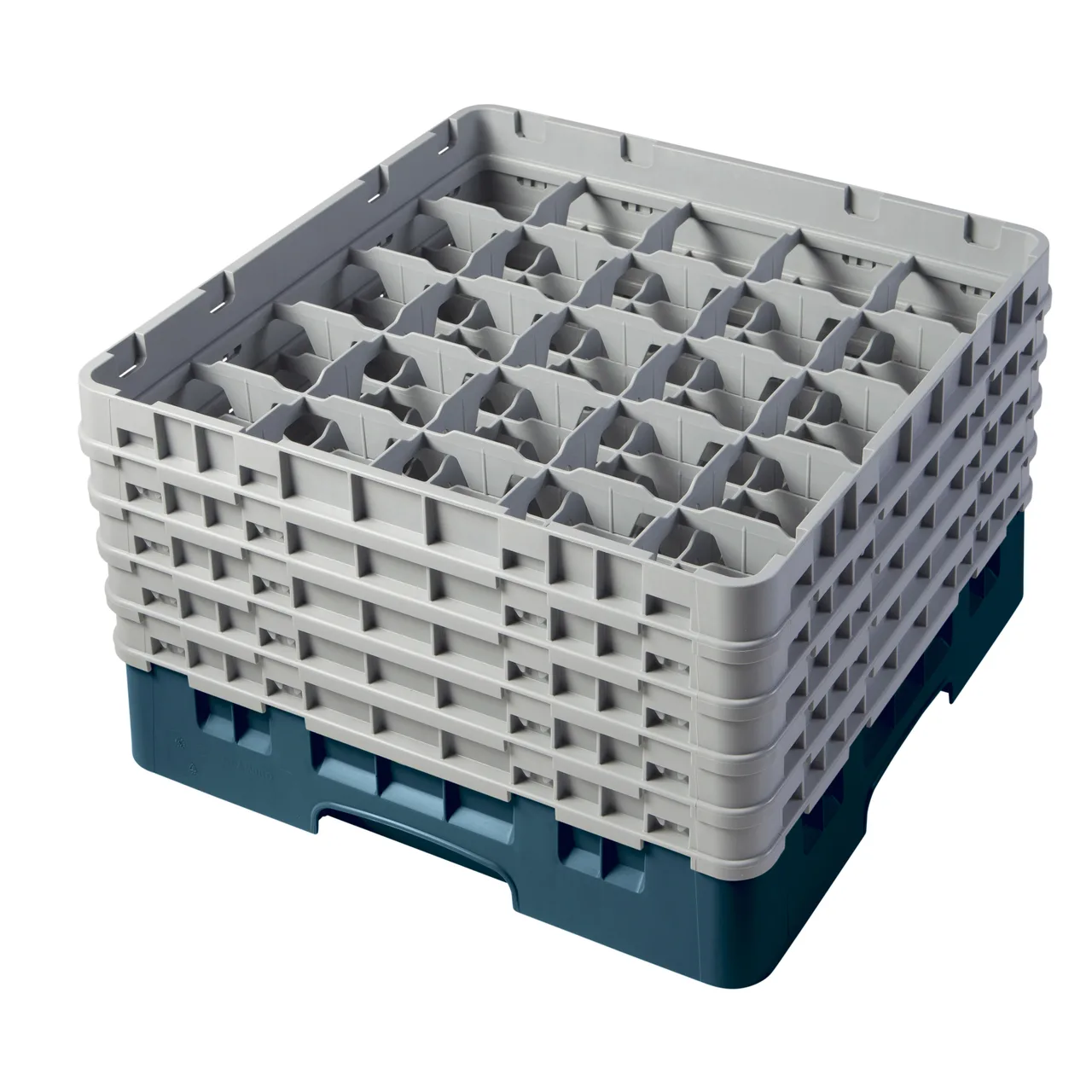 Cambro 25S958414 Camrack Glass Rack, Teal, Full Size, 19-3/4 x 19-3/4, 25 Compartments, 3-7/16 Max Dia, HACCP