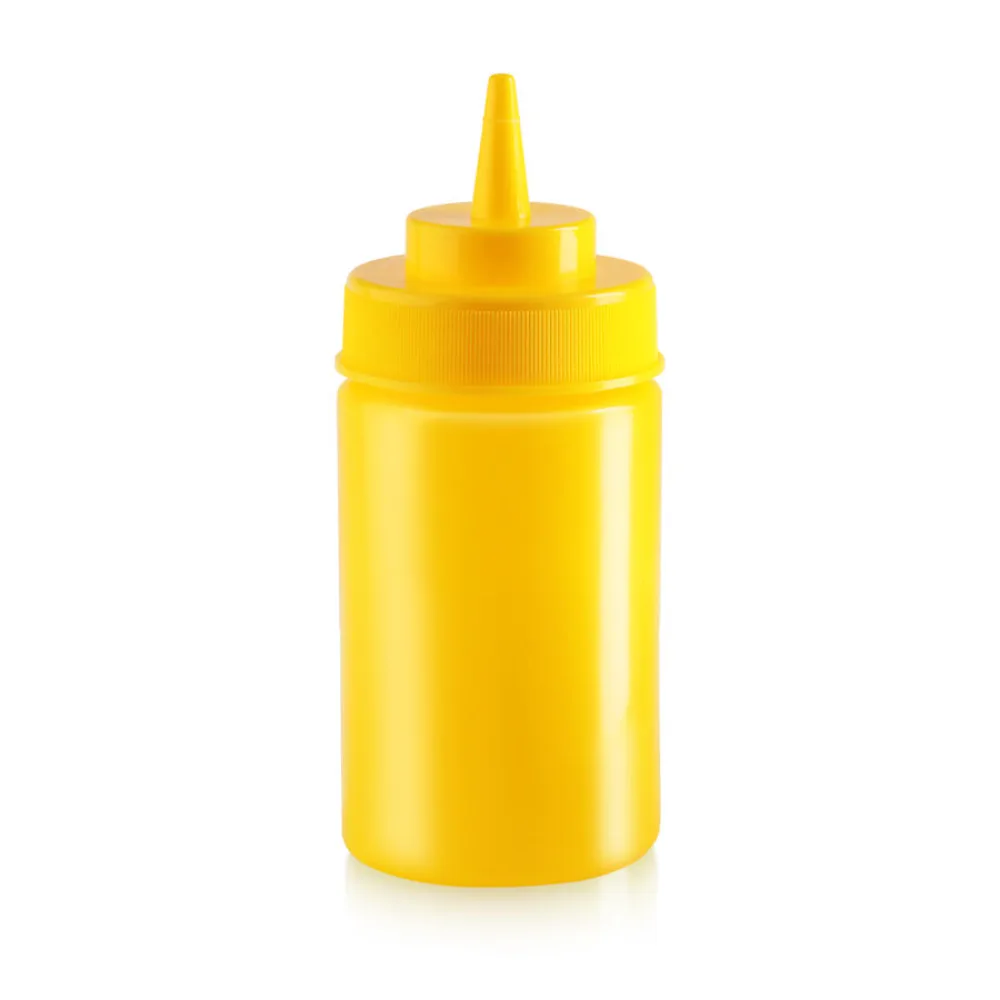 Omcan USA 48105 Squeeze Bottle, 12 oz Yellow Plastic, Wide‑Mouth Single Tip, Dishwasher Safe BPA‑Free