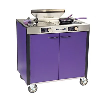 Lakeside 2075A Creation Express Station Mobile Cooking Cart w/ 2 Induction Burner, Filtration System