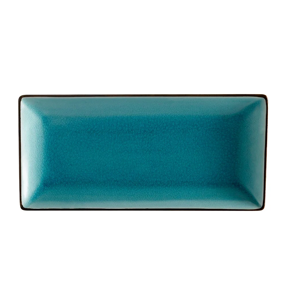 CAC China 666-13-BLU Platter, 11½" x 6½" x 1¼", Stoneware, Blue Glaze, Dishwasher Safe - Dozen