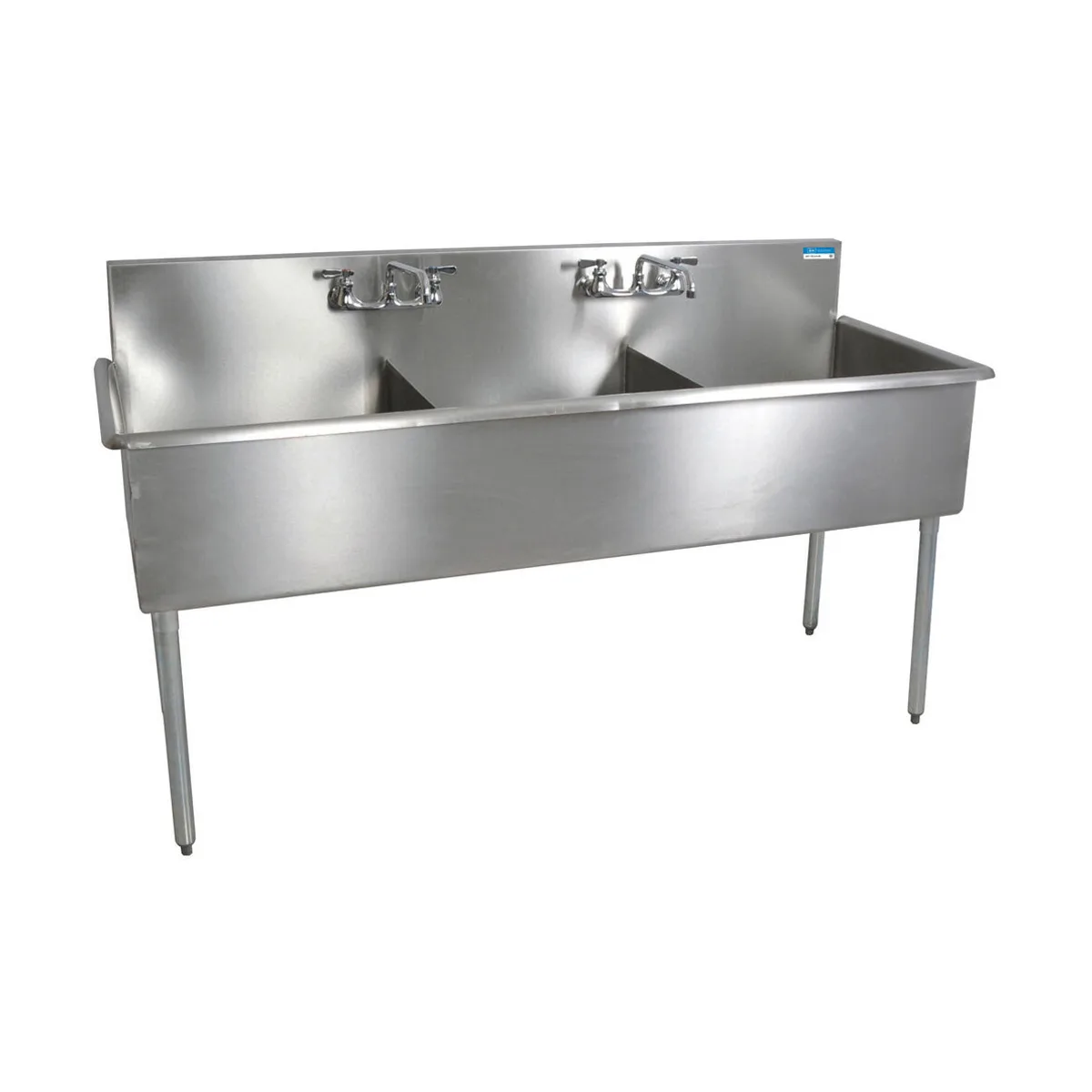 BK Resources BK8BS-3-24-12 75" Three Compartment Sink, 24"W x 24"L Bowl Without Drainboard