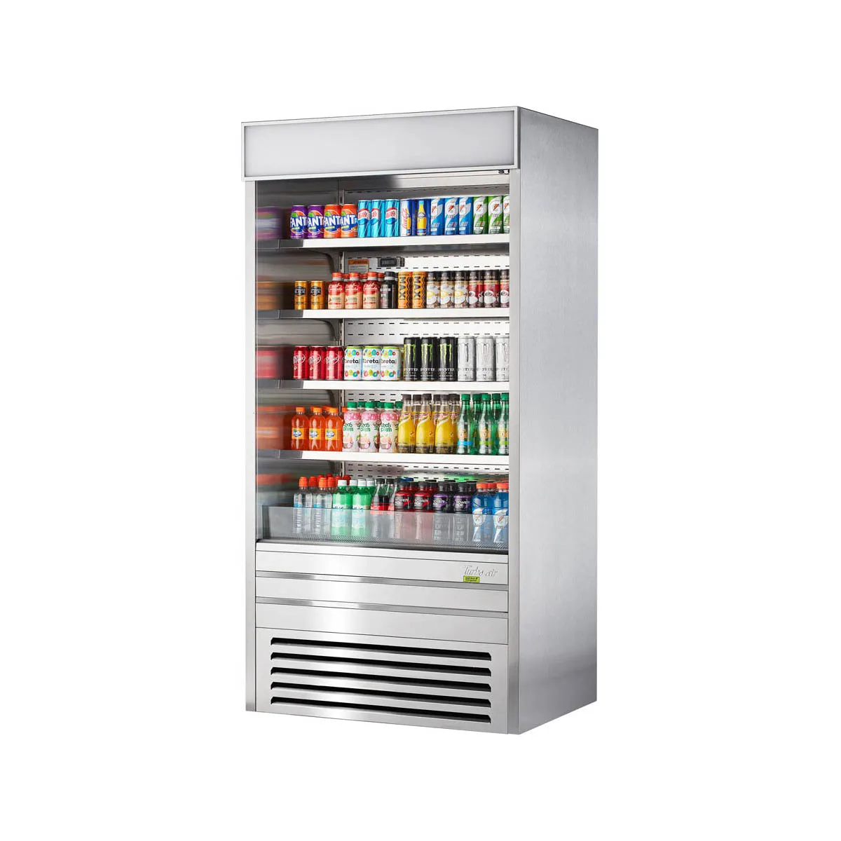 Turbo Air TOM-36ES-N 36" Vertical Open Air Merchandiser, Stainless Steel, Self-Contained, 4 Shelves