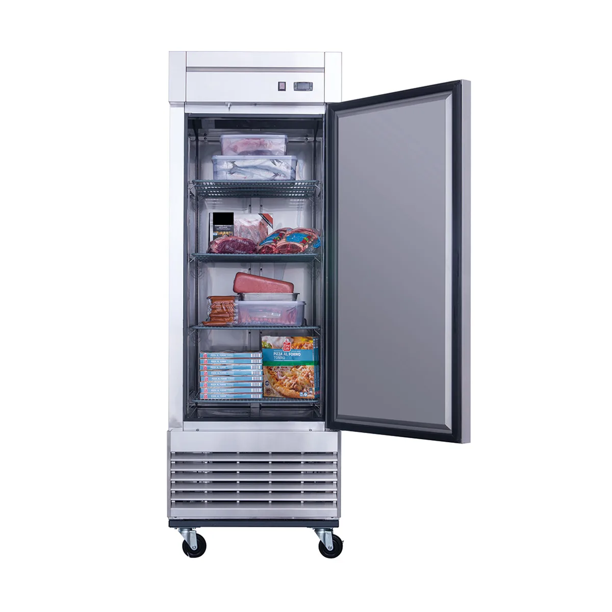 Dukers Appliance Co D28F 28" 1-Solid Door Reach-In Freezer, Bottom Mount, 17.79 cu. ft., Stainless Steel