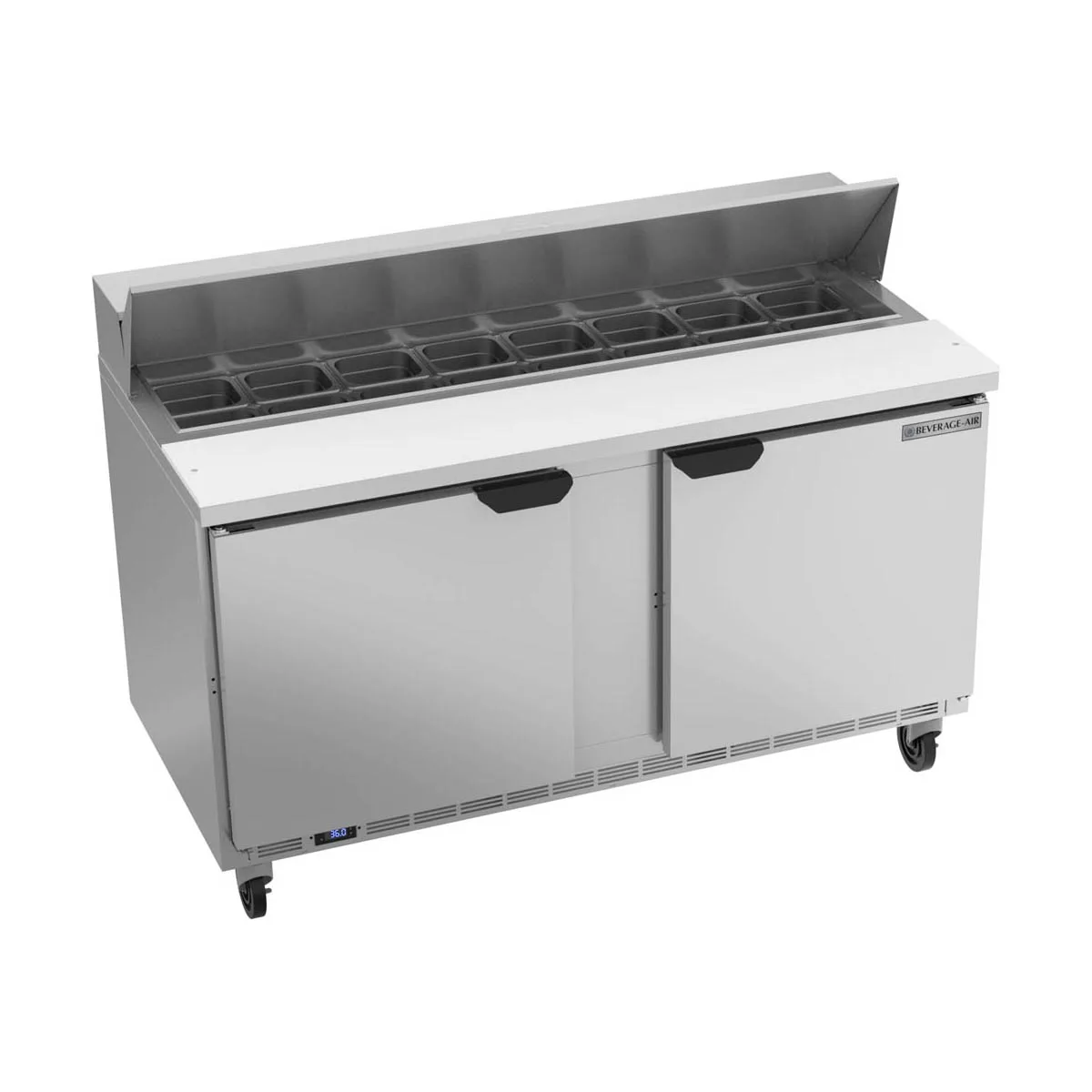Beverage Air SPE60HC-16 60" Two Section Sandwich/Salad Prep Table w/ 2 Doors, 16 pans, 16 cu. ft.