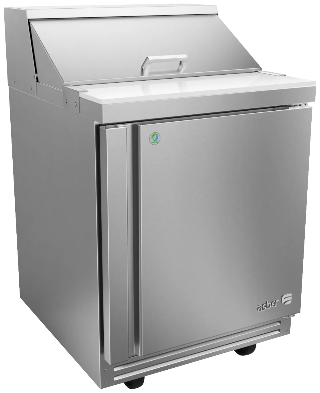 Asber APTS 27 8 P 27" 1-Door Sandwich and Salad Prep Table, 8 Pans, Stainless Steel