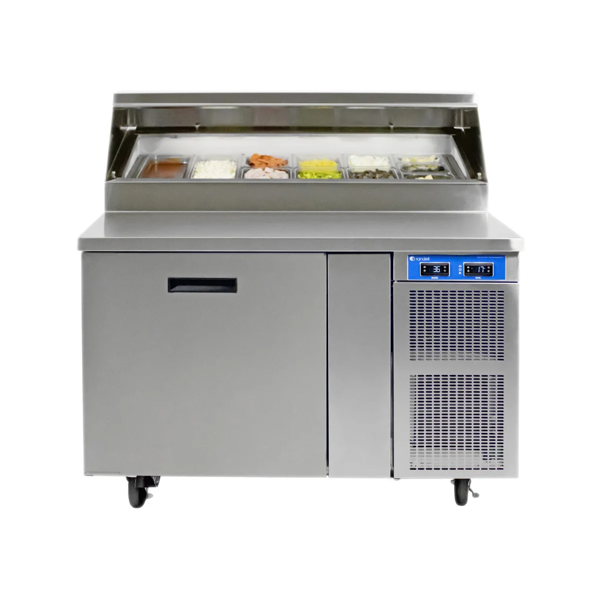 Randell 8148N-290-PCB 48" 1 Door Refrigerated Pizza Prep Table, 6 Pans (1/3 size), 9 cu. ft.
