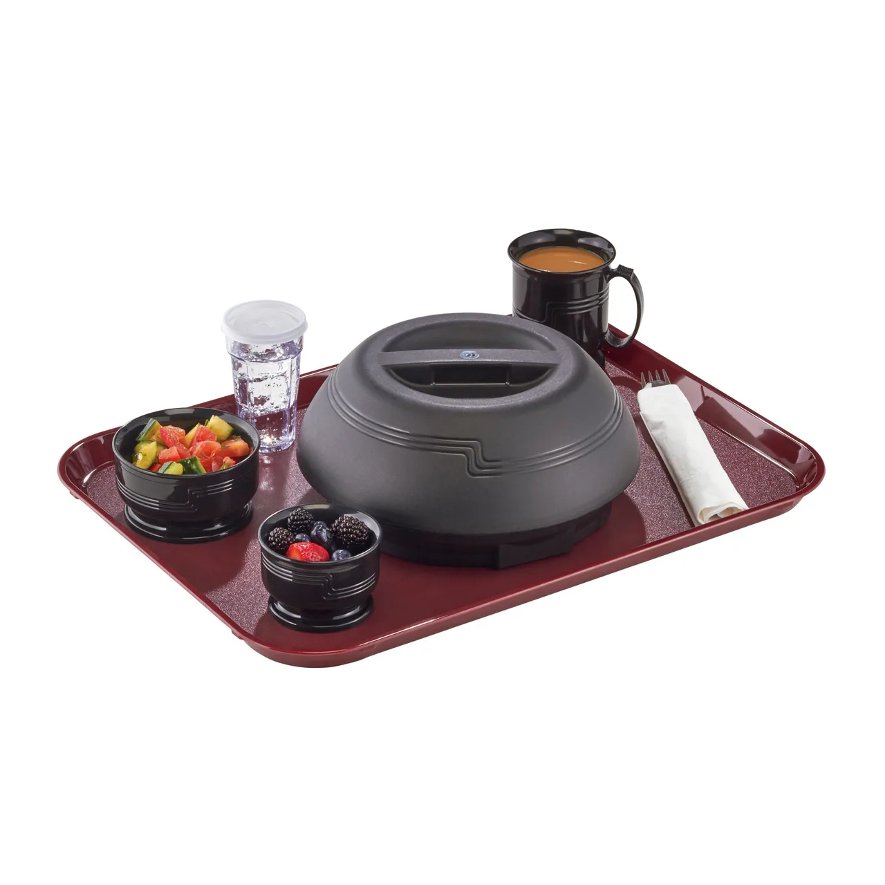 Cambro 1520CWNS488 Rectangular Tray, 15" x 20", Cranberry Plastic, Non‑Skid, Lugs, Dishwasher Safe