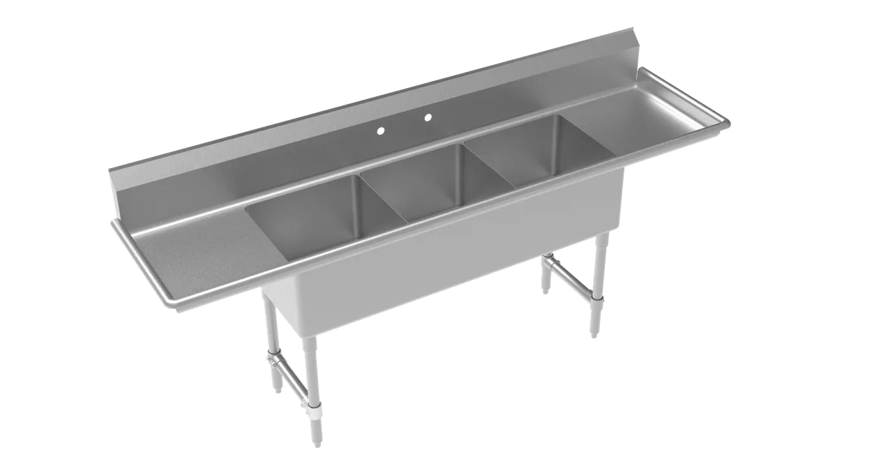 Krowne CS-1818-3-LR-LF Three Compartment Sink, 90"W X 24"D X 43"H