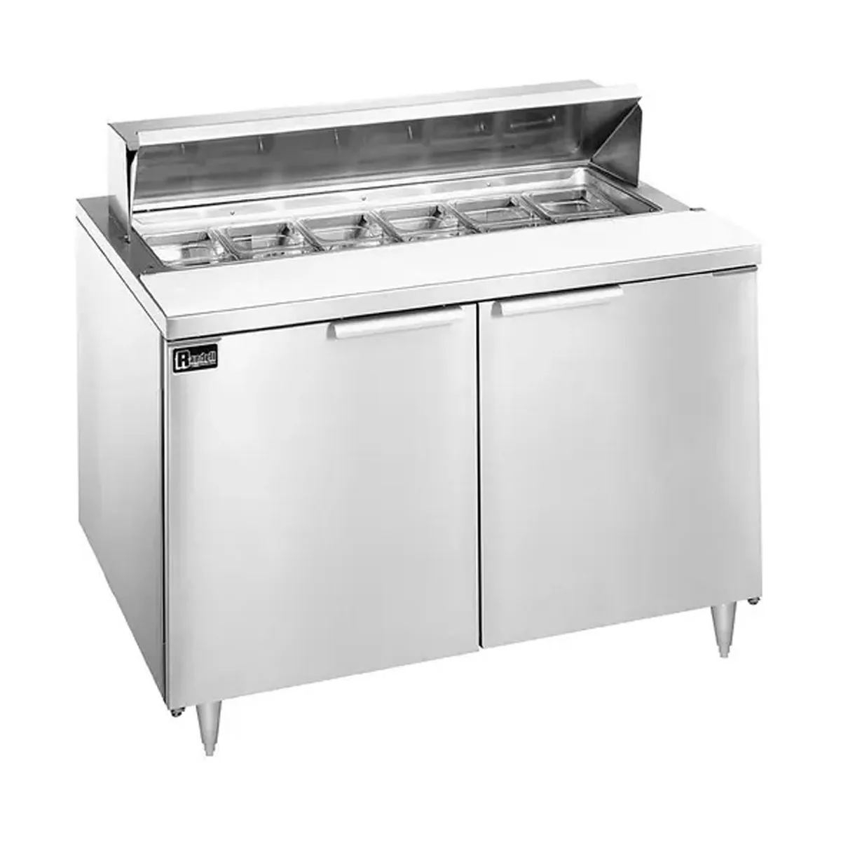 Randell 9801-290 36" 2-Door Sandwich and Salad Prep Table, 8 Pans, Stainless Steel
