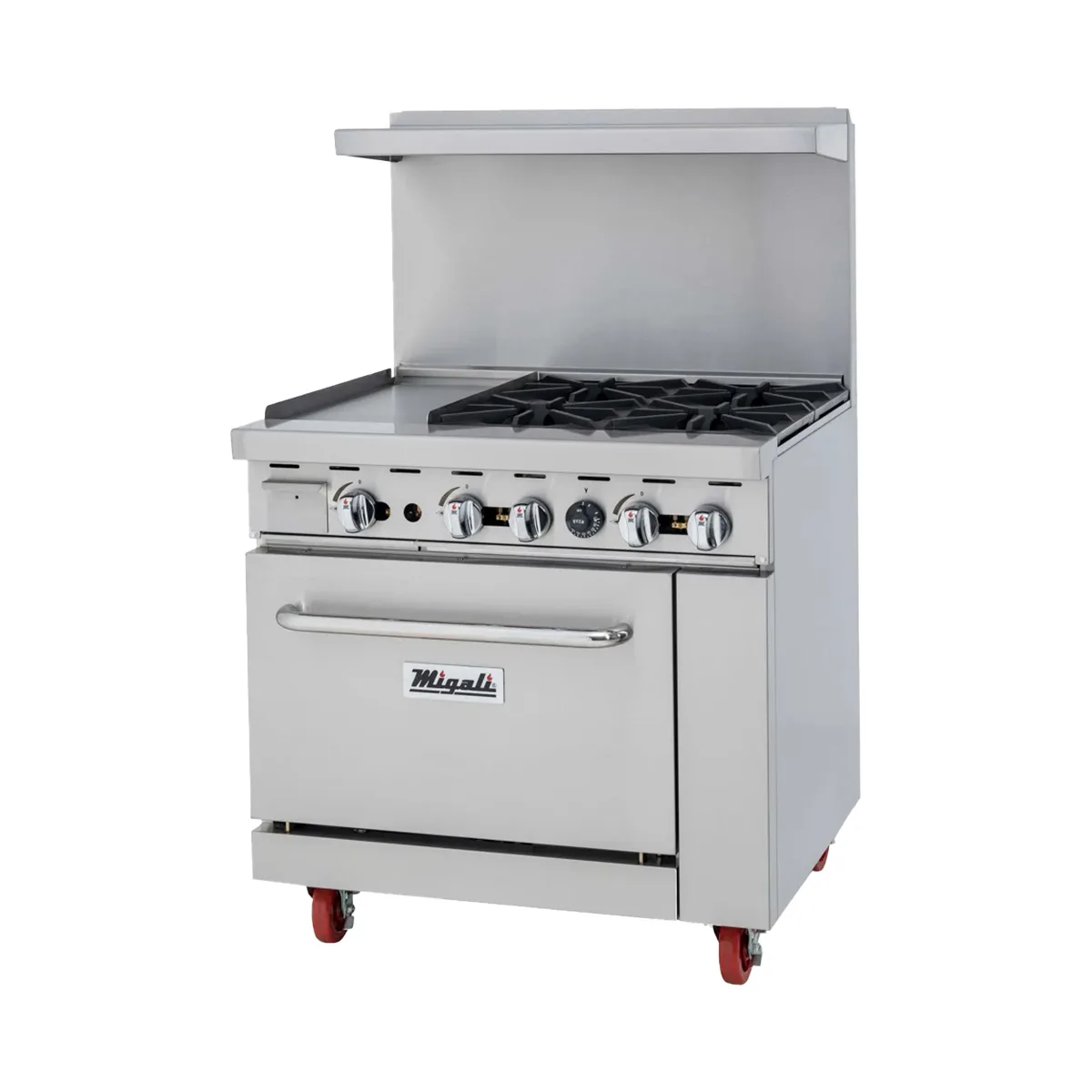 Migali C-RO4B-12GL-LP 36" 4 Burner LP Gas Range w/ 12" Griddle, Standard Oven, 140.000 BTU