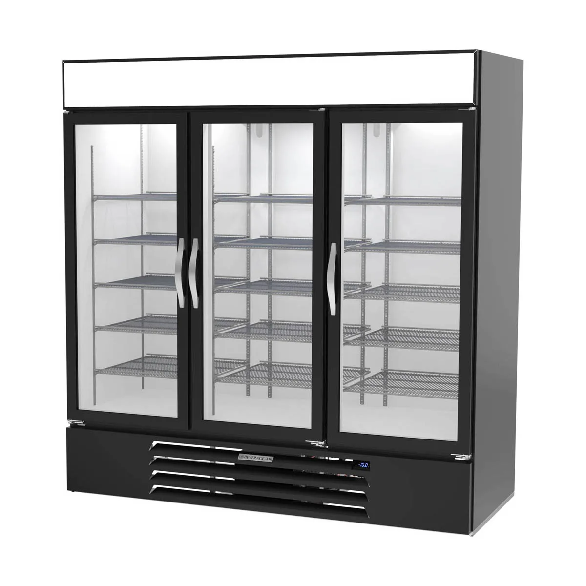 Beverage Air MMF72HC-5-B 75" 3 Glass Door Merchandiser Freezer in Black, 68.5 cu. ft.