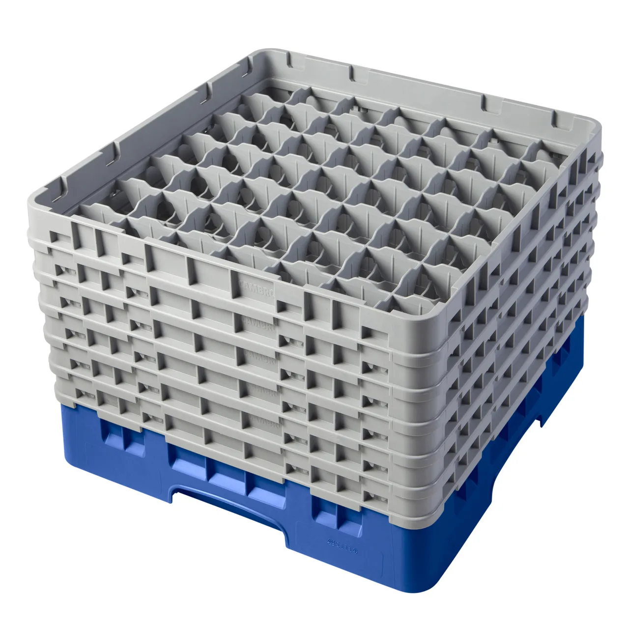 Cambro 49S1114168 Camrack Glass Rack, Full Size, Blue, 19-3/4 x 19-3/4, 49 Compartments, 2-7/16 Max Dia, 11-3/4 Max Height