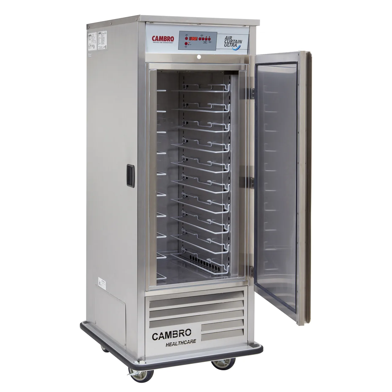 Cambro ACU1826LS000 32" 1-Section Air Curtain Refrigerator w/ Left Swing and Sliding Door, Bottom Mounted, Stainless Steel