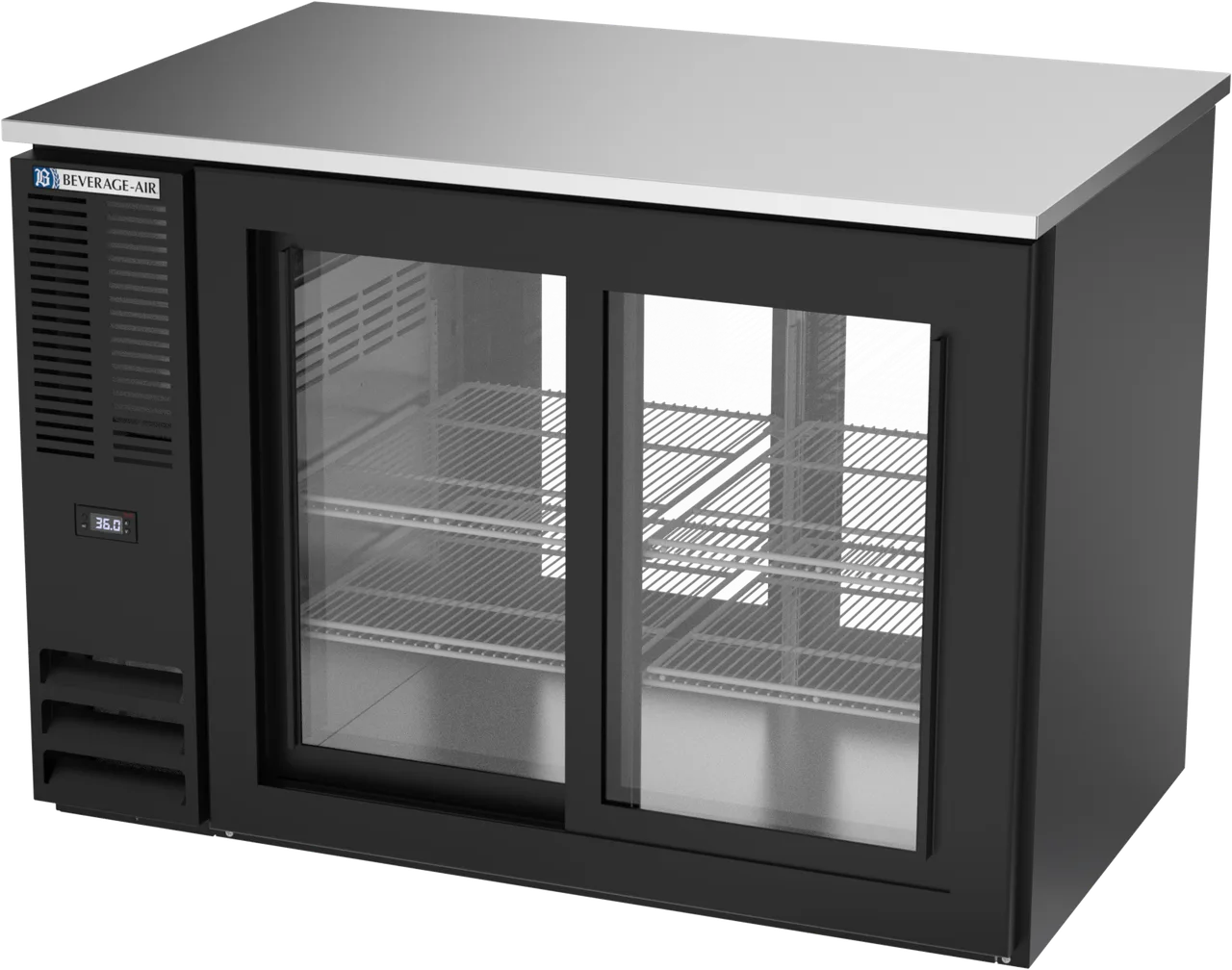 Beverage Air BB48HC-F-GS-PT-B Pass‑Thru, 48"W x 34"H, 15.14 cu ft, Black,4 Sliding Glass,Side‑MtR290