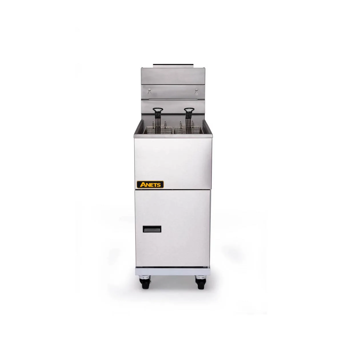 ANETS 40AV 15" Full Pot Floor Model Gas Fryer w/ 35 lbs Capacity, 2 Twin Baskets, Millivolt Control