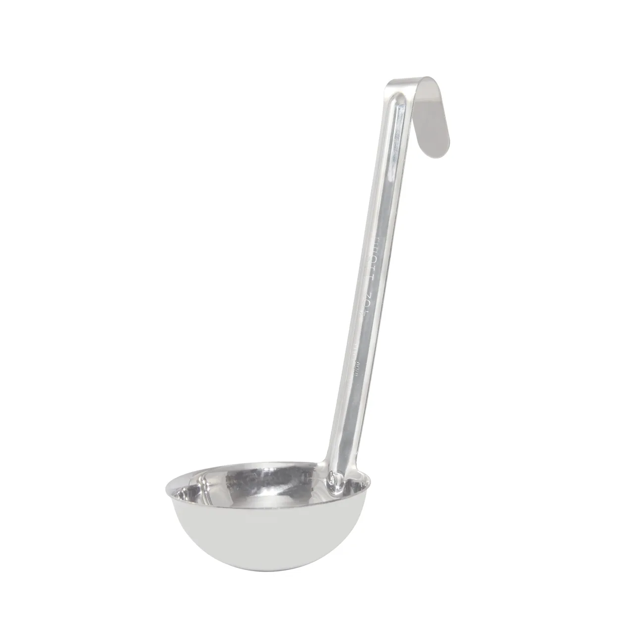 CAC China SLD6-40 Ladle, 4 oz. Bowl, 6" Hooked Handle, One-Piece, Stainless Steel