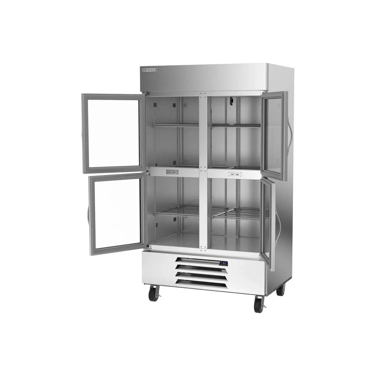 Beverage Air HBR44HC-1-HG 47" 2-Section Reach-In Refrigerator w/ 4 Glass Half Doors, Bottom Mount, 1/3 hp, 40 cu. ft.