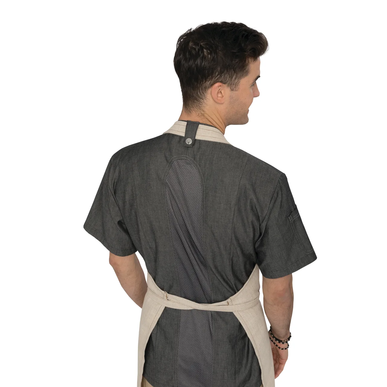 Chef Works CES01-BLK-2XL Tribeca Chef Coat, 2XL Black Unisex Short Sleeve, 100% Cotton Denim