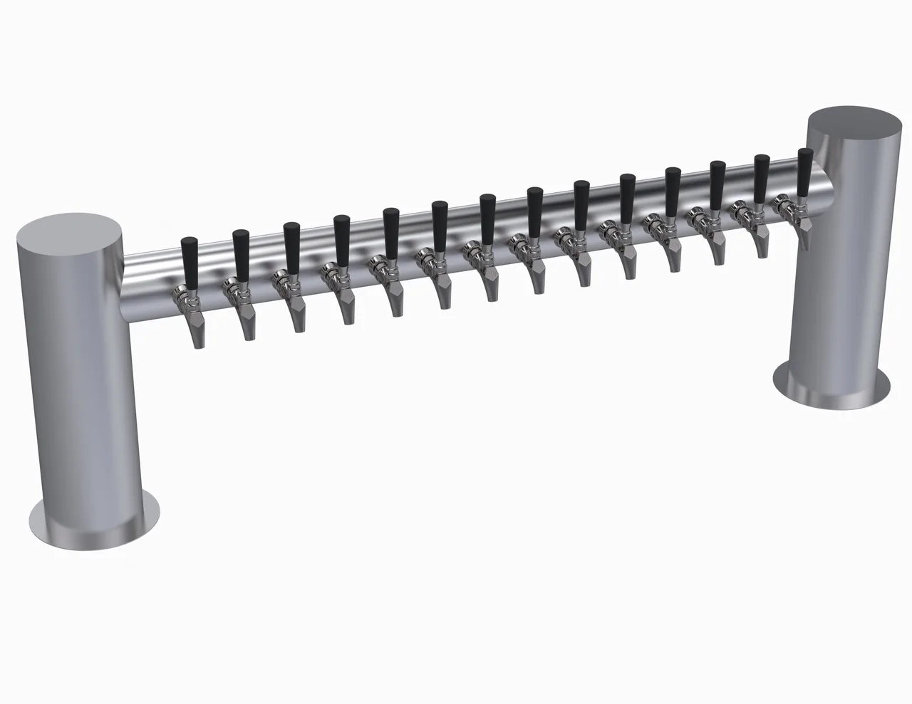 Krowne KMH-14S Draft Beer Dispensing Tower – 14‑Faucet 2‑Column, Steel, 59" Flange, Glycol‑Cooled