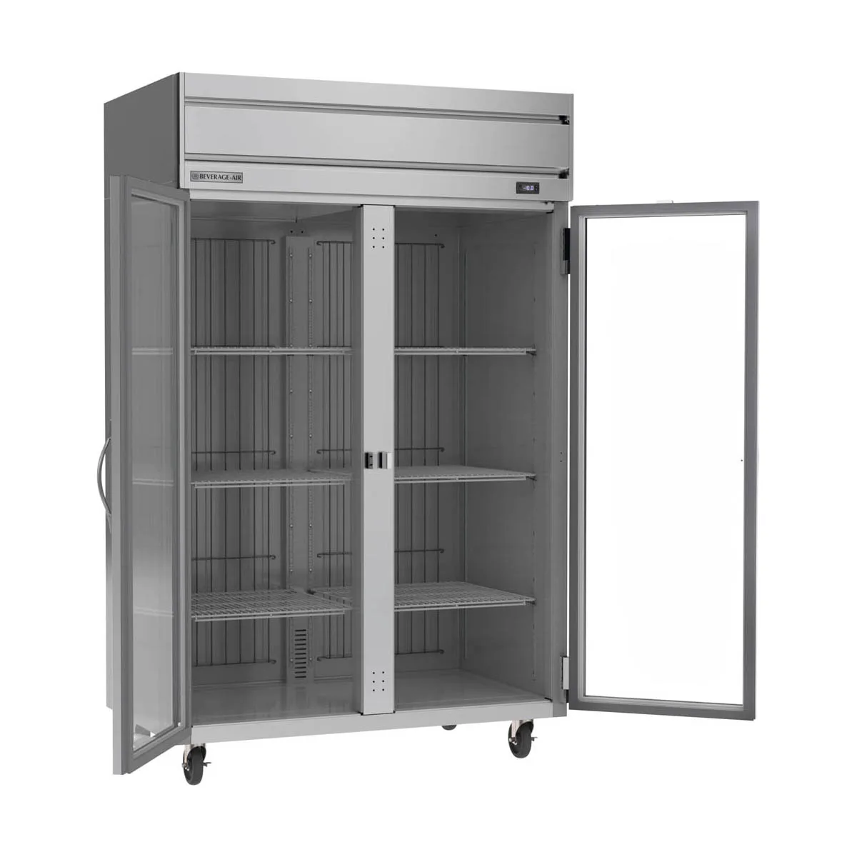 Beverage Air HF2HC-1G 52" 2-Section Reach-In Freezer w/ 2 Glass Doors, Top Mount, 46.29 cu. ft.
