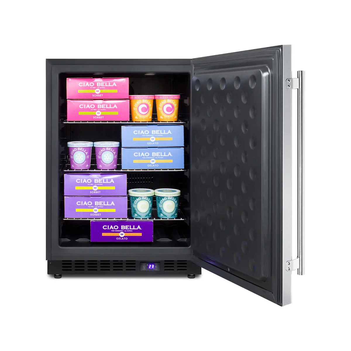 Summit SPFF51OS Outdoor Undercounter Freezer in Black, Stainless Steel Door, 4.72 cu. ft.