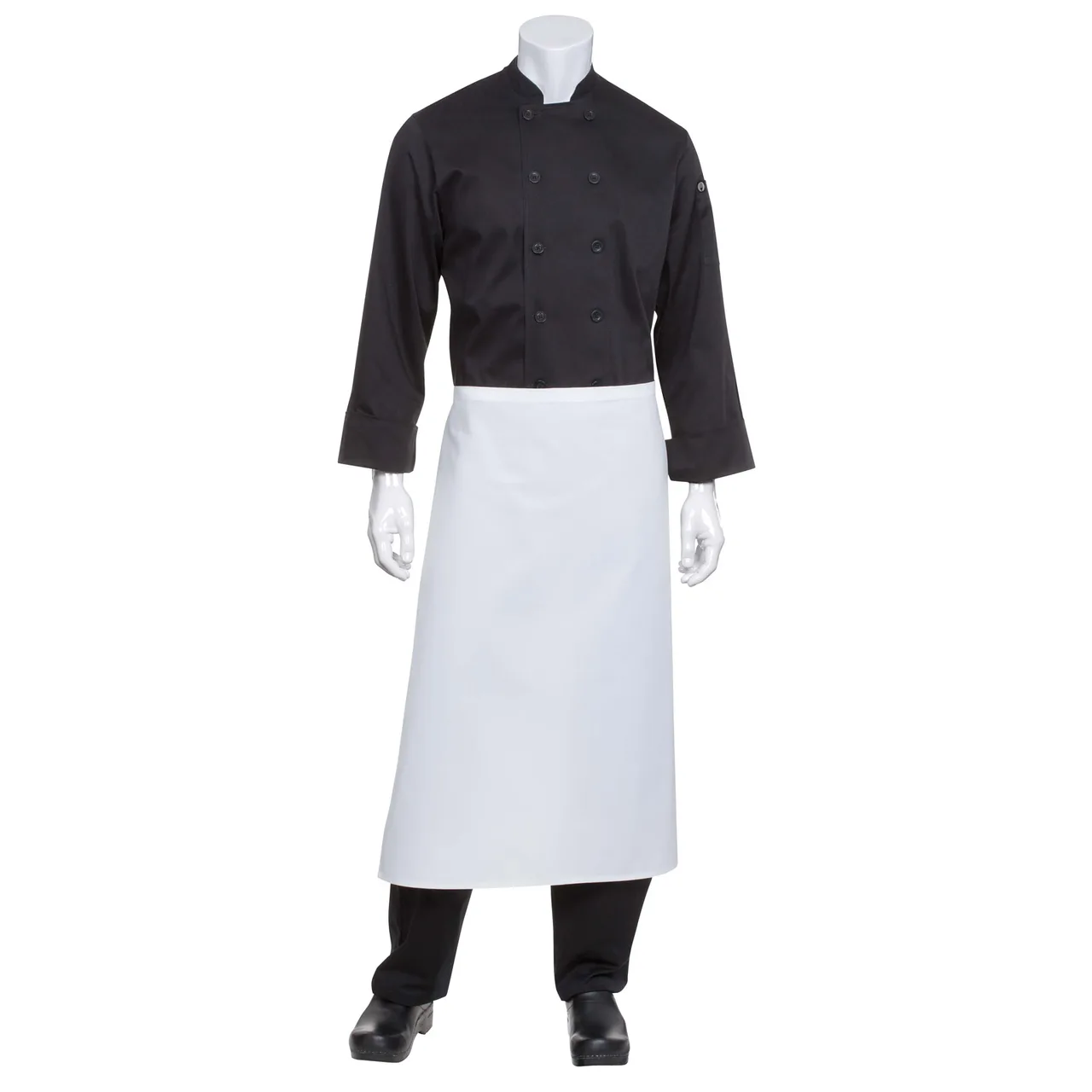 Chef Works B3 -WHT-0 Waist Apron, 33"L x 27-1/2"W, White, Poly/Cotton, No Pockets