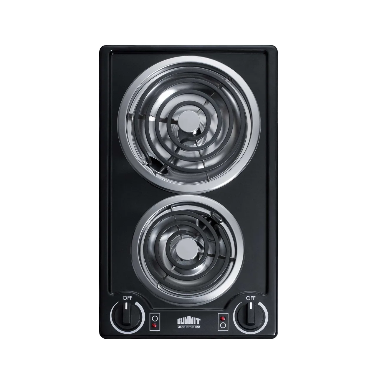Summit CCE212BL 12" Electric Radiant Cooktop w/ (2) Spiral Burners, Manual Controls, Black Porcelain, 1.5 kW, 115v