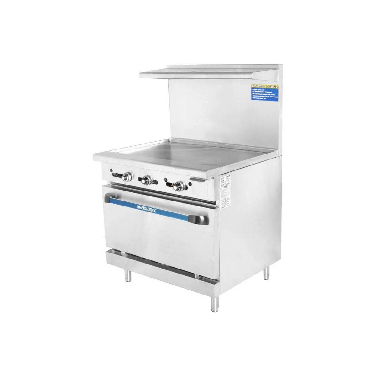 Turbo Air TAR-36G-LP 36" LP Gas Restaurant Range, 36" Full Griddle w/ Thermostatic Controls, (1) Standard Oven, 91.000 BTU