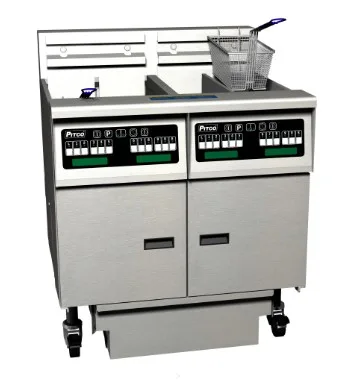Pitco SE14T Split Pot Floor Model Electric Fryer w/ (2) 25-Lb. Oil Tanks, Solid State Controls