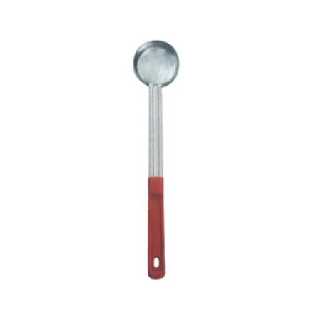 Omcan USA 80777 - 2 Oz One-Piece Stainless Steel Solid Portion Control Serving Spoon With Red Handle