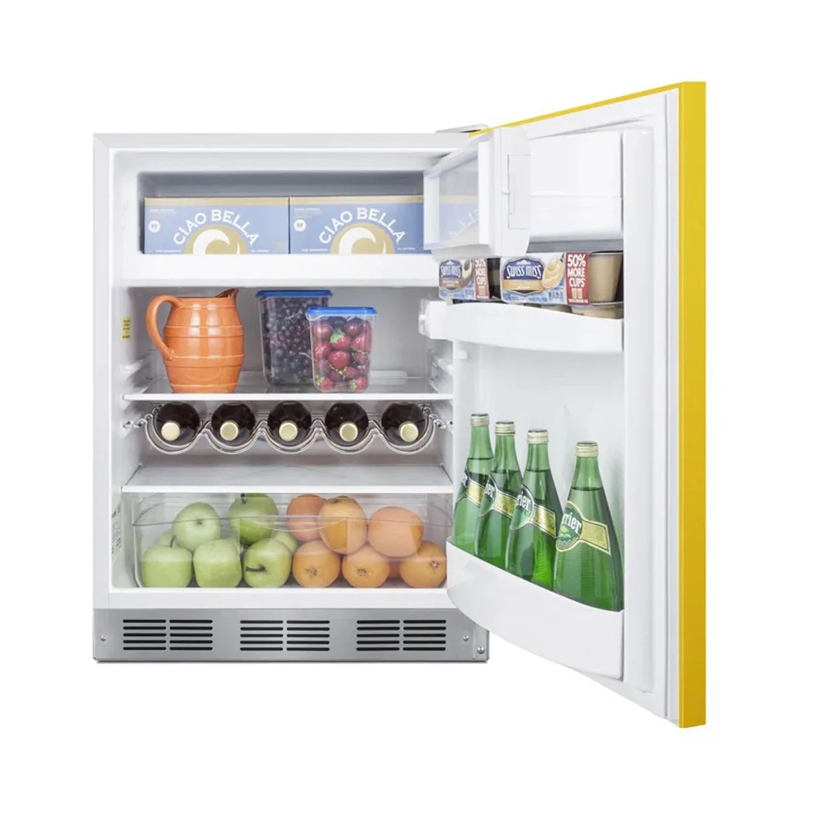 Summit BRF611WHYADA 23" Undercounter Freezer in White, w/ Saffron Gold Door, ADA Compliant, 5.1 cu. ft.