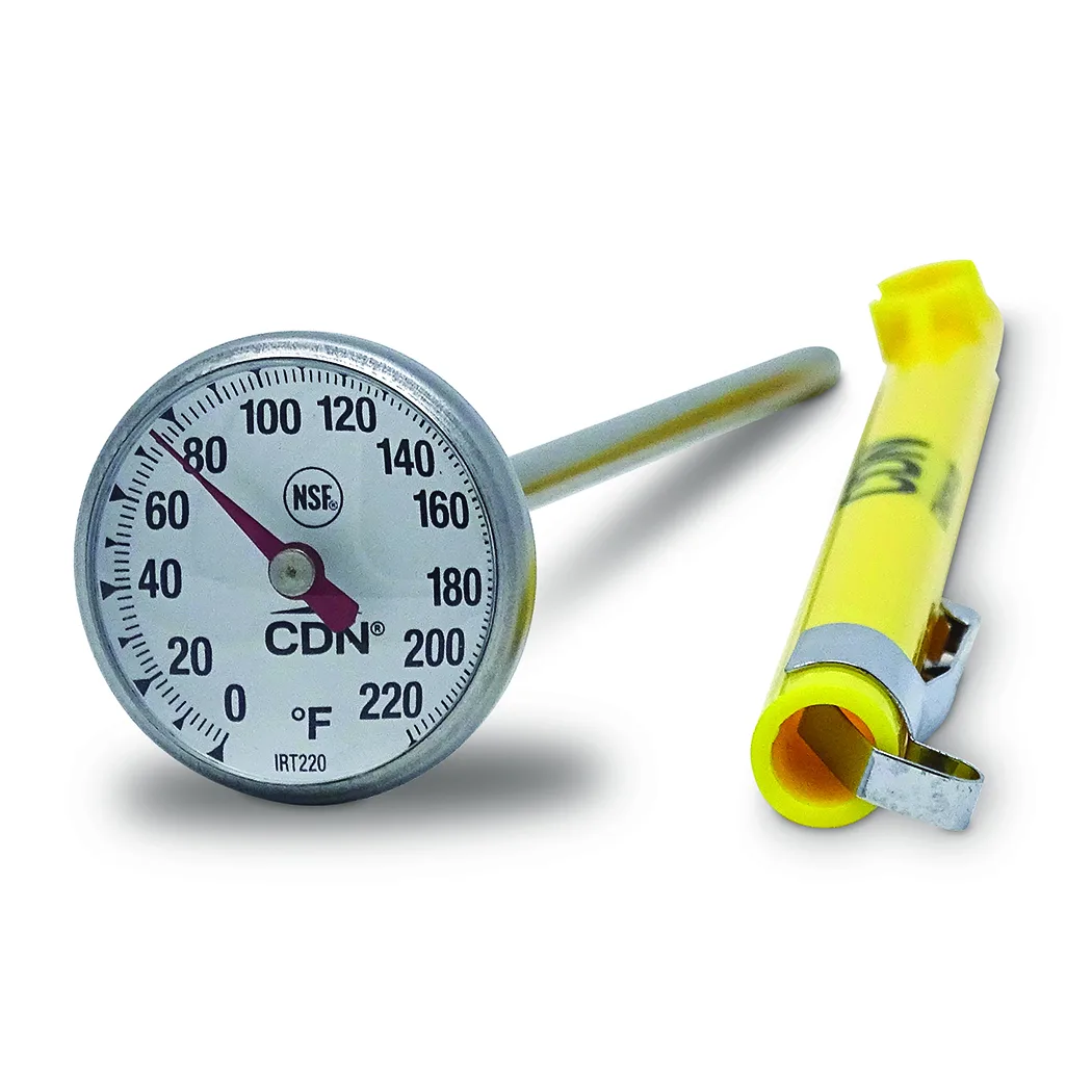 CDN IRT220 Cooking Thermometer, 0-220°F, 1" Dial, 5" Stem, Waterproof, Shatterproof, NSF