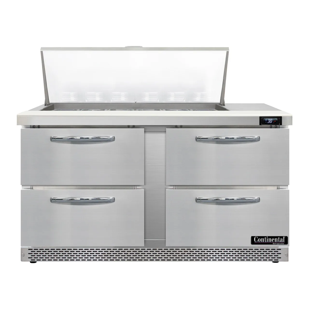 Continental Refrigerator SW60N18M-FB-D 60" Mega Top Sandwich Prep Table w/ 4 Drawers, 18 pans