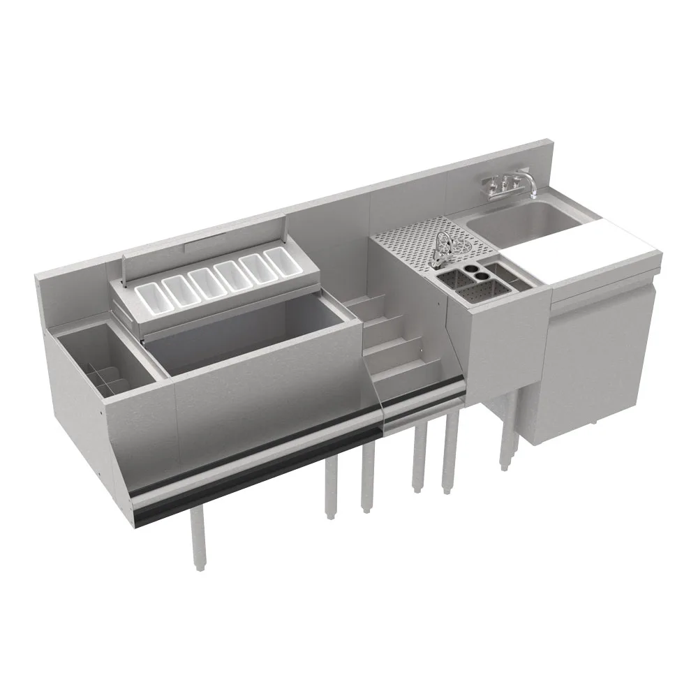 Krowne KR24-MT74 74" Sink Combo Underbar Ice Bin/Cocktail Station - Left