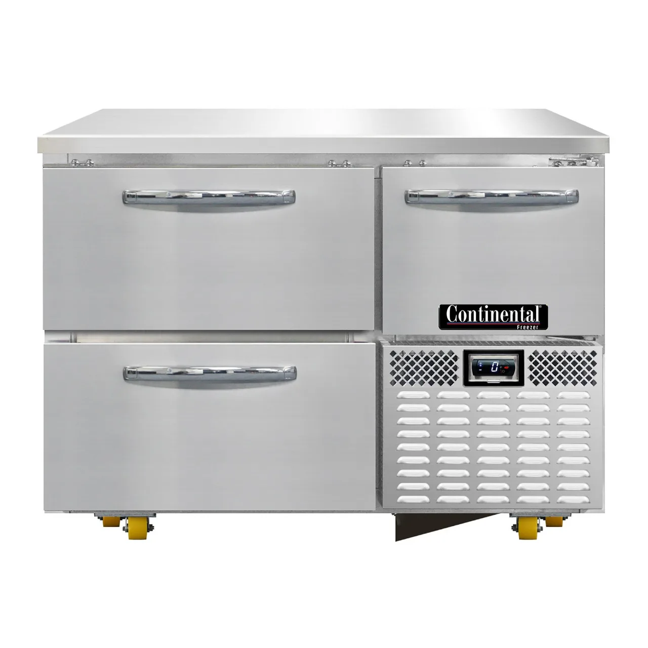 Continental Refrigerator FA43N-U-D 43" Undercounter Freezer w/ 2 Drawers &1 Half Door, Stainless Steel Exterior