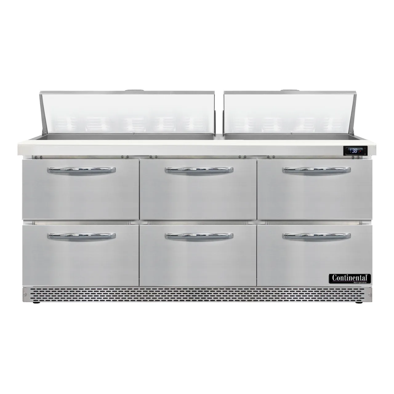 Continental Refrigerator SW72N18-FB-D 72" Sandwich / Salad Prep Table w/ 6 Drawers, 18 Pans