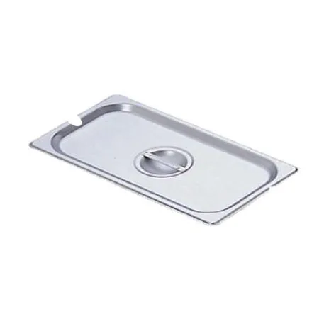 Omcan USA 80276 Stainless Steel 1/4‑Size Flat Slotted Steam Table Pan Cover with Handle NSF No Hinge