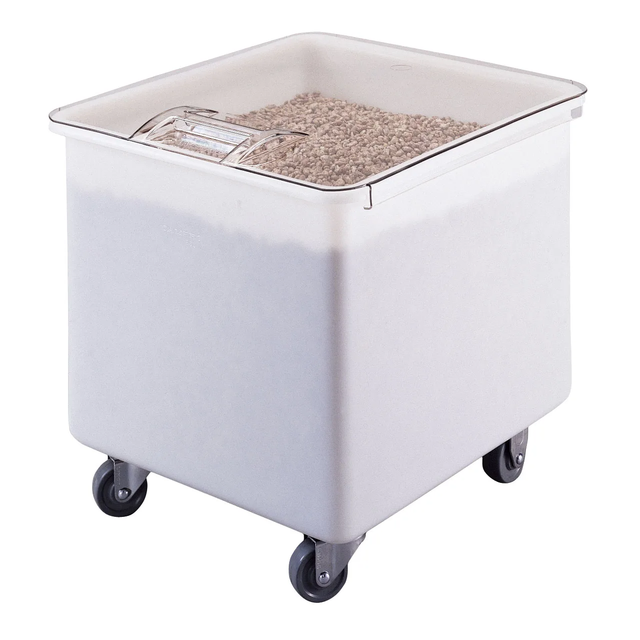 Cambro IB32148 Mobile Bin, 32‑Gallon White Polyethylene, Sliding Cover, Four 3" Casters, NSF