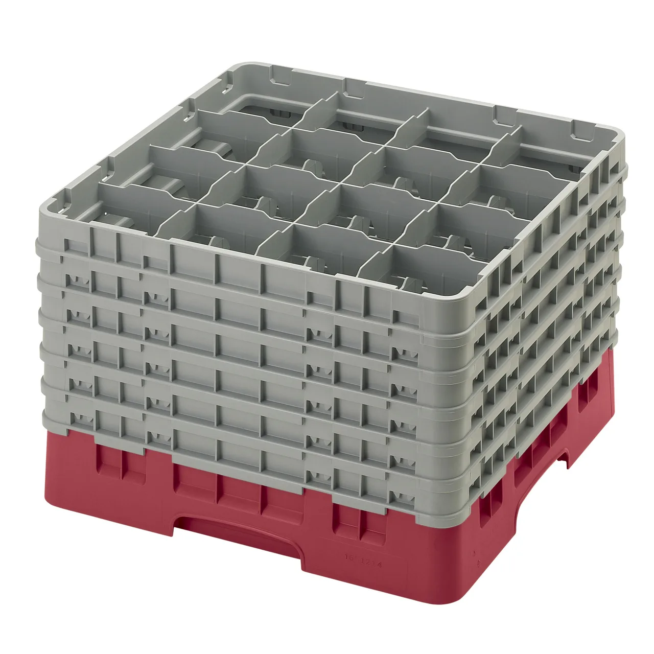 Cambro 16S1214416 Camrack Glass Rack, Full Size, 19-3/4" x 19-3/4", 16 Compartments, Cranberry Red, HACCP Compliant