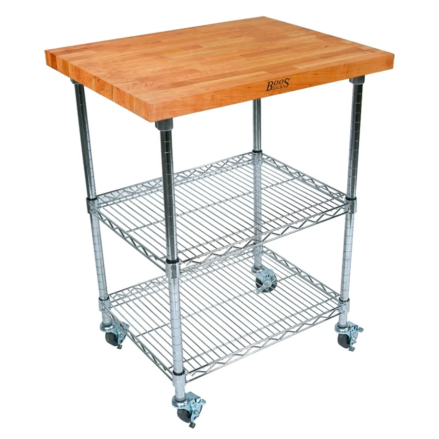 John Boos MET-CWC-1 Metropolitan Wire Cart w/ 2 Adjustable Chrome Wire Shelves