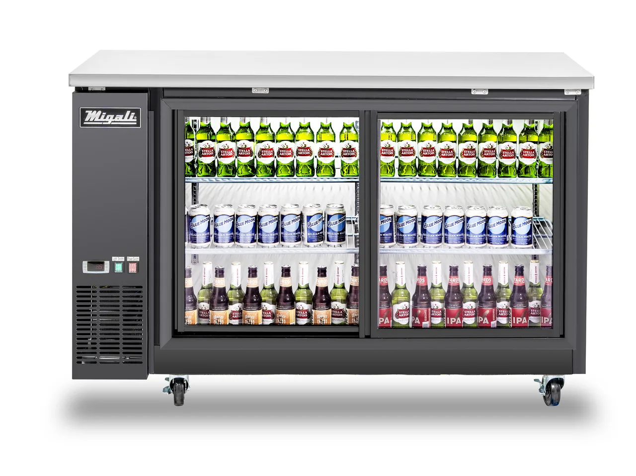Migali C-BB60SG-HC Cooler 60.75"W x 25.75"D x 35.7"H Black, Glass Doors, Temp,LED, R290, 115V 2.8A