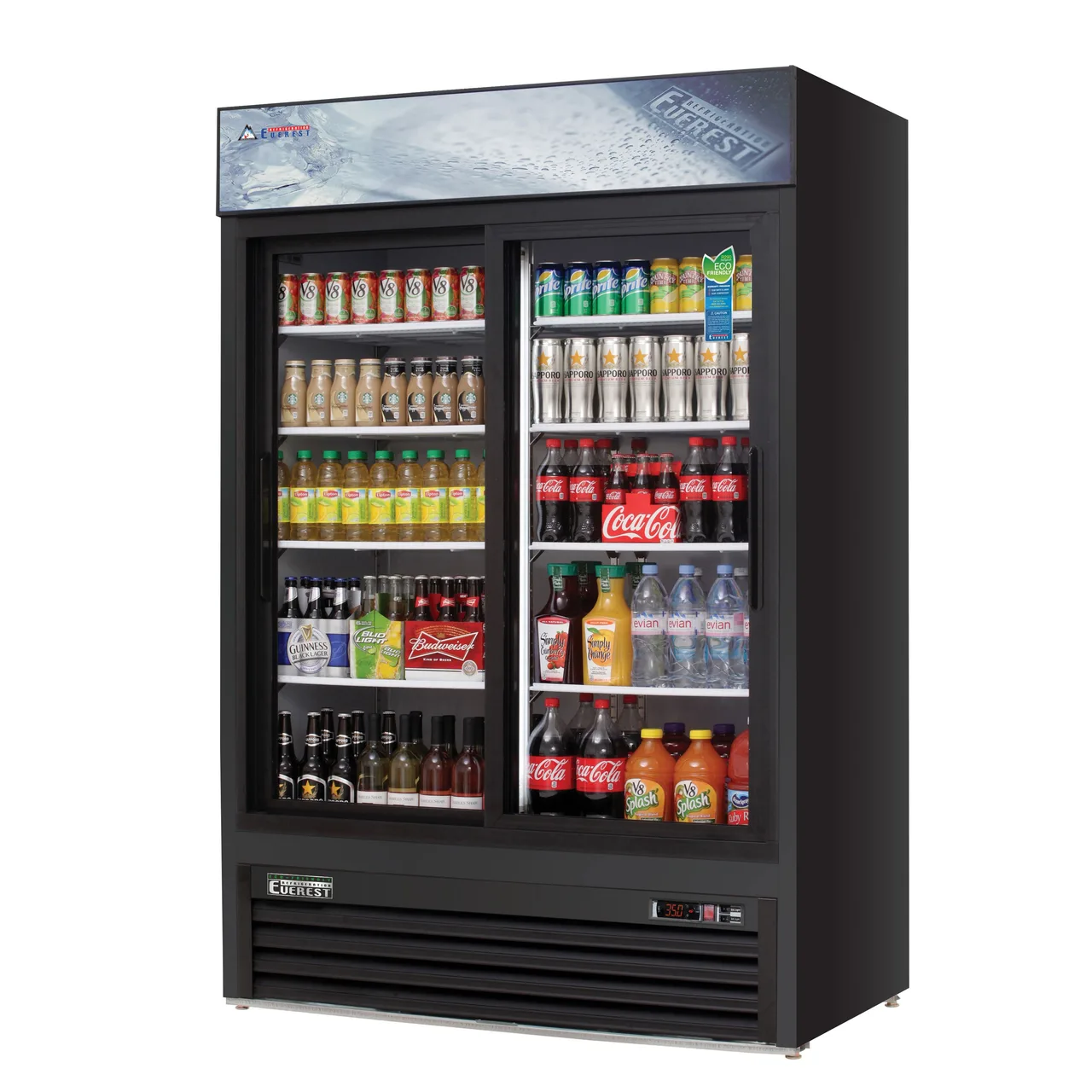 Everest EMGR48B 53" Two Door Merchandiser Refrigerator, Black Exterior, 48 cu. ft.