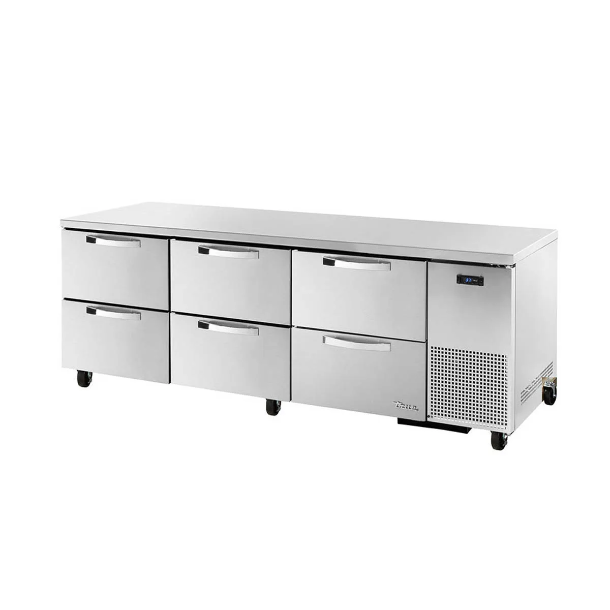 True TUC-93D-6-HC~SPEC3 93" 3-Section Undercounter Refrigerator w/ Heavy Duty 6 Drawers