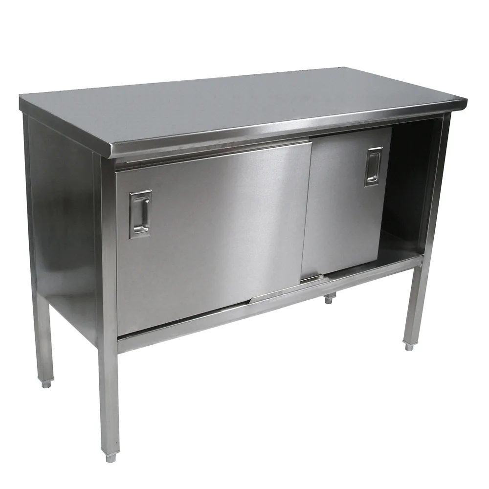 John Boos EBSS4-24108 Cabinet Base with Sliding Doors Work Table, 108"W X 24"D
