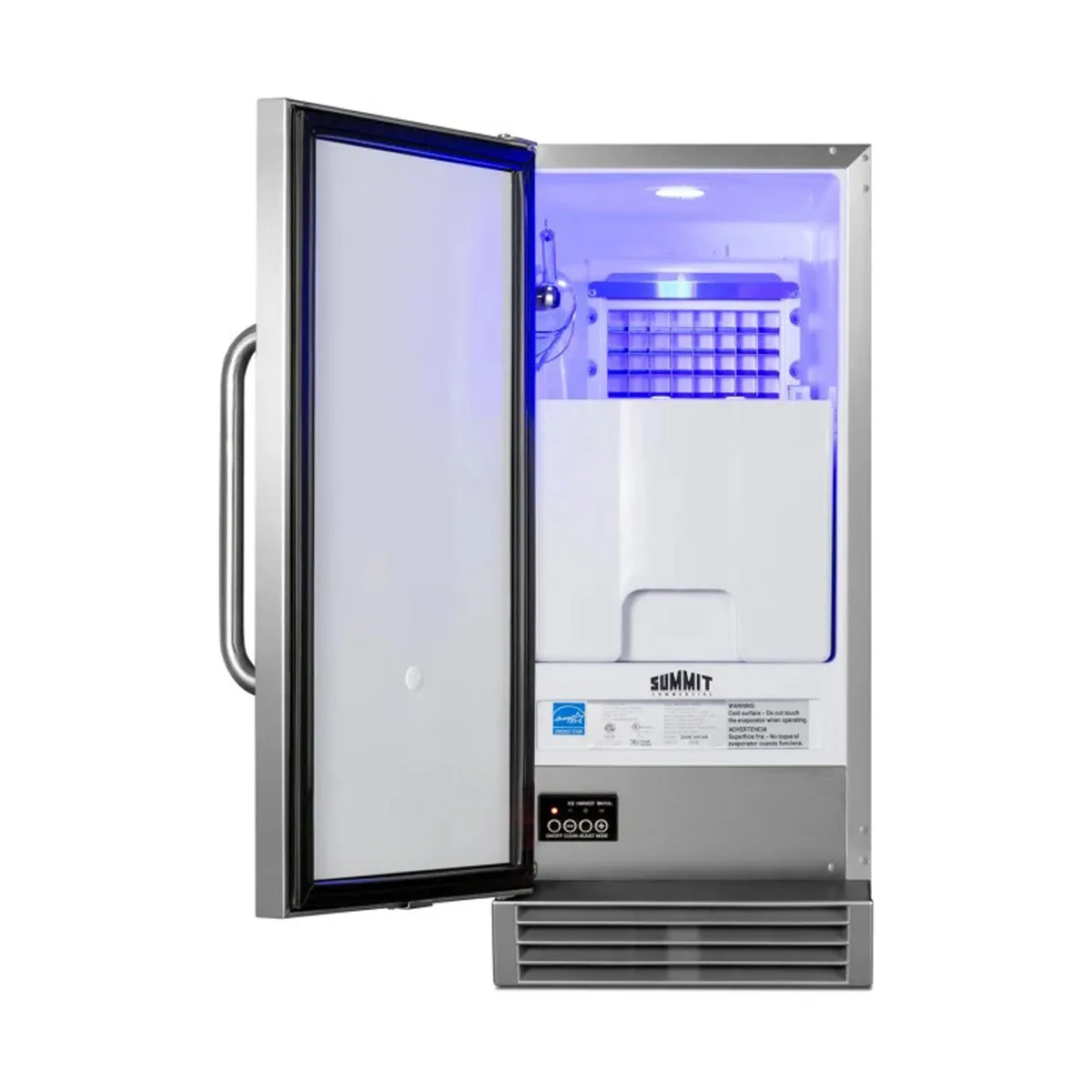 Summit BIM44GCSS 15" Air Cooled Full Cube 50 lb Undercounter Ice Machine with 25 lb Bin, Stainless