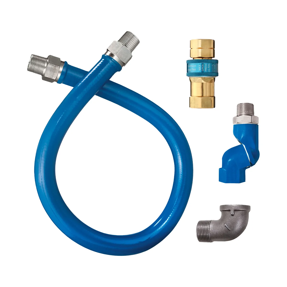 Dormont 1650BPQS60 SnapFast 60" Gas Connector Kit w/ Swivel MAX, Elbow, 1/2" Diameter