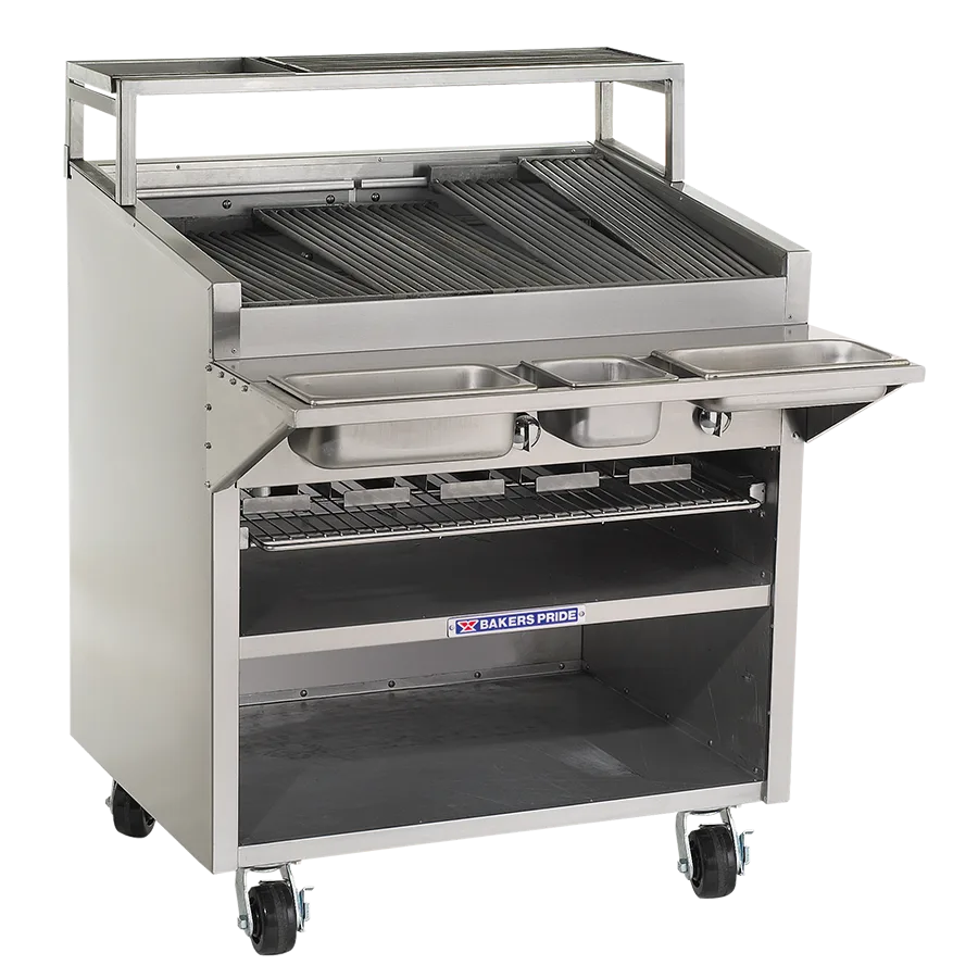 Bakers Pride F-36RS-R 36" Floor Model Gas Radiant Charbroiler w/ Cabinet Base, 105.000 BTU